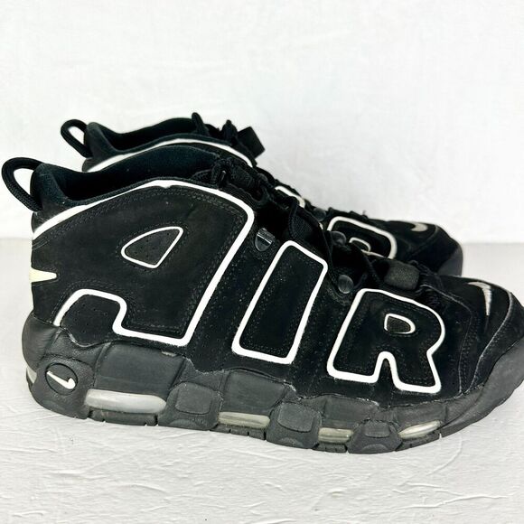 Nike Air More Uptempo Shoes Men's Size 10.5 414962-002 Black White Suede 2020 - Picture 2 of 8
